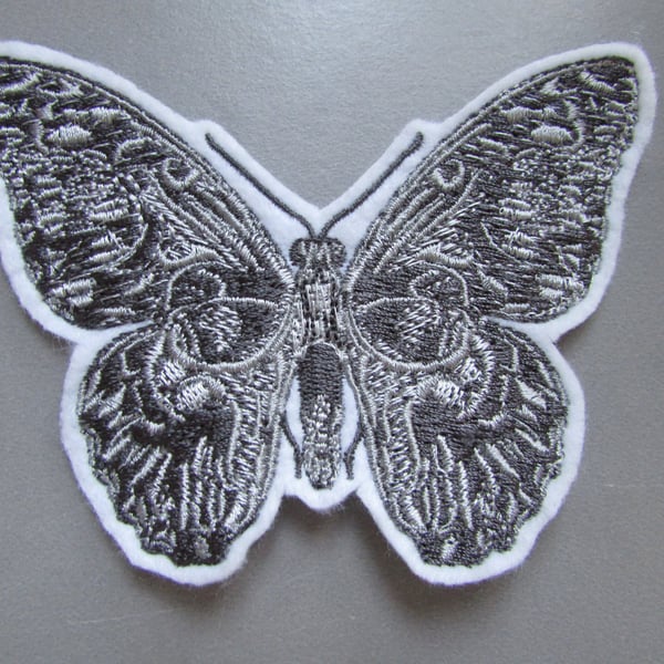 Embroidered Skull Butterfly Applique Patch