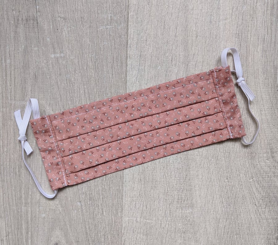 Pink Floral Fabric Face Mask with adjustable elastic - Charity donation