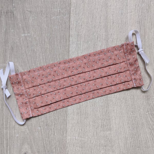 Pink Floral Fabric Face Mask with adjustable elastic - Charity donation