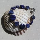 Blue Lapis Lazuli Gemstone Beaded Bracelet "Blue Valentine"