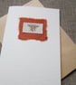 Bee Fabric Card in Gold and Rust, blank inside - Image 2