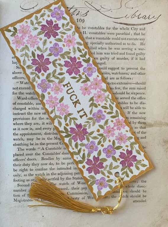 WARNING EXPLICIT! Fuck It Handmade Bookmark
