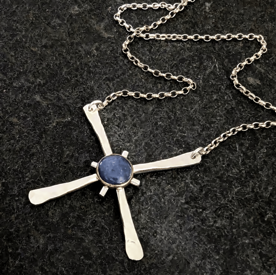 Sterling Silver Kyanite Silver & Gold Pendant, Handmade Urban WEDDING