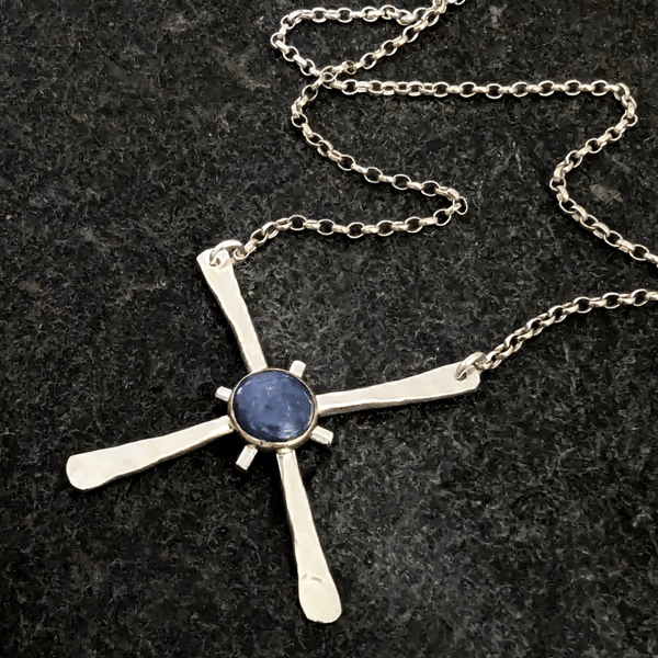 Sterling Silver Kyanite Silver & Gold Pendant, Handmade Urban WEDDING