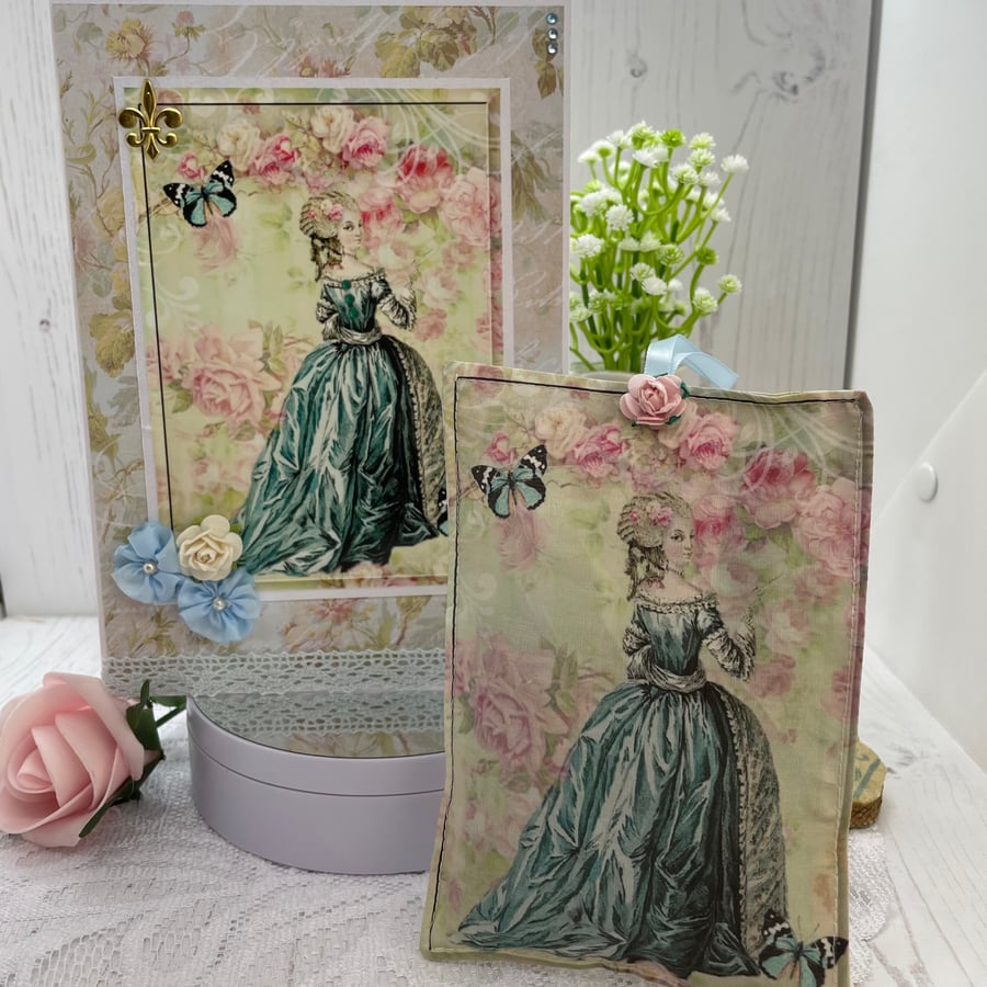 Marie Antoinette greeting Card & lavender sachet gift set PB12