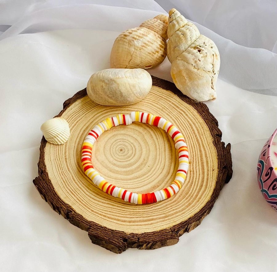 Strawberry stripe Beaded Bracelet