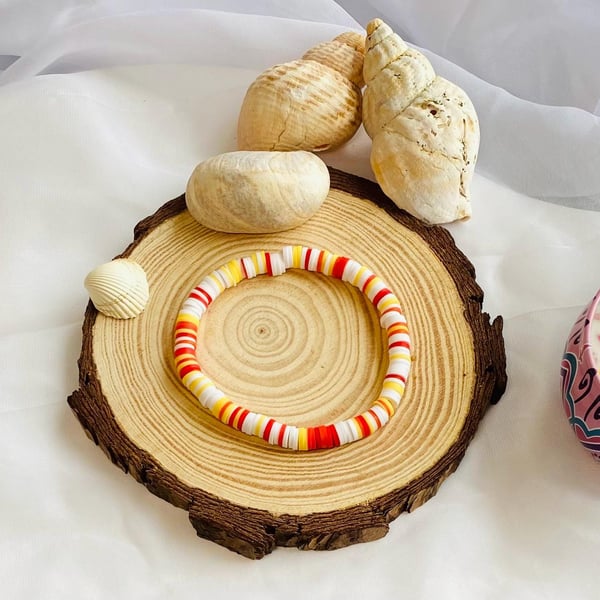 Strawberry stripe Beaded Bracelet