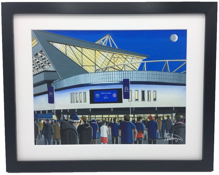 Bristol Bears, Ashton Gate Stadium, High Quality Framed Rugbyl Art Print.