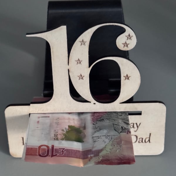 Personalised Birthday Money Holder – Wooden Milestone Birthday Cash Gift