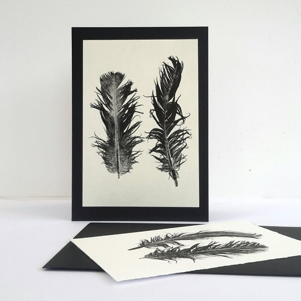 Printmaking  Feather Print  plus  Free feather print card