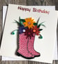 Handmade quilled welly Card