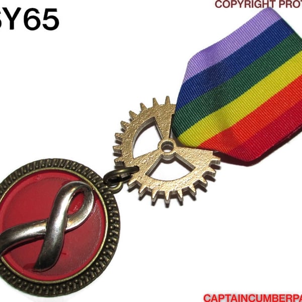 Pride rainbow ribbon, costume medal MSY65