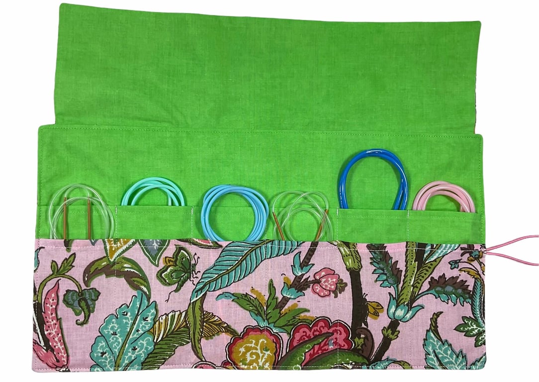 Floral Circular needle case, butterfly fixed circular wallet, sock needles pouch