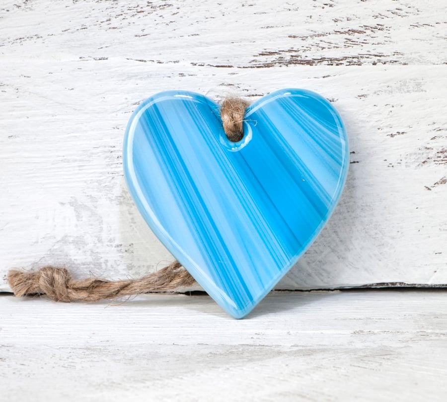 Teal Fused Glass Heart