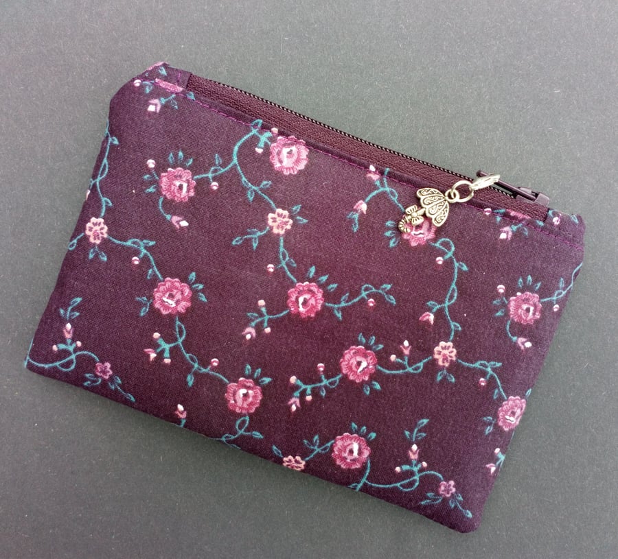 Purple roses coin purse 115E