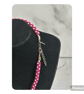 Pink and white Polka dot kumihimo beaded necklace  - Image 2