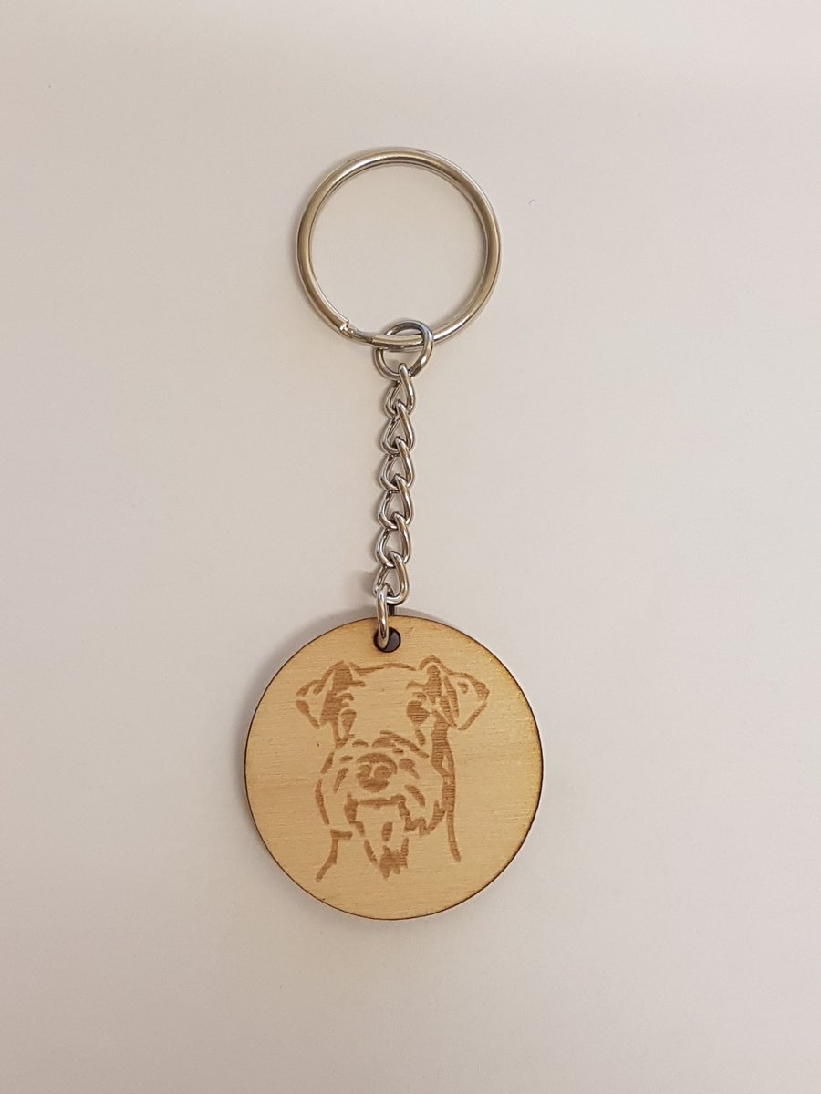 Schnauzer Dog Keyring - Birch Plywood