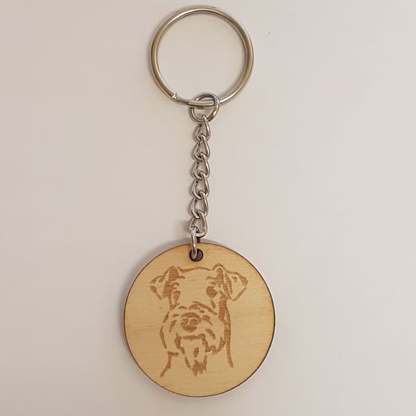 Schnauzer Dog Keyring - Birch Plywood