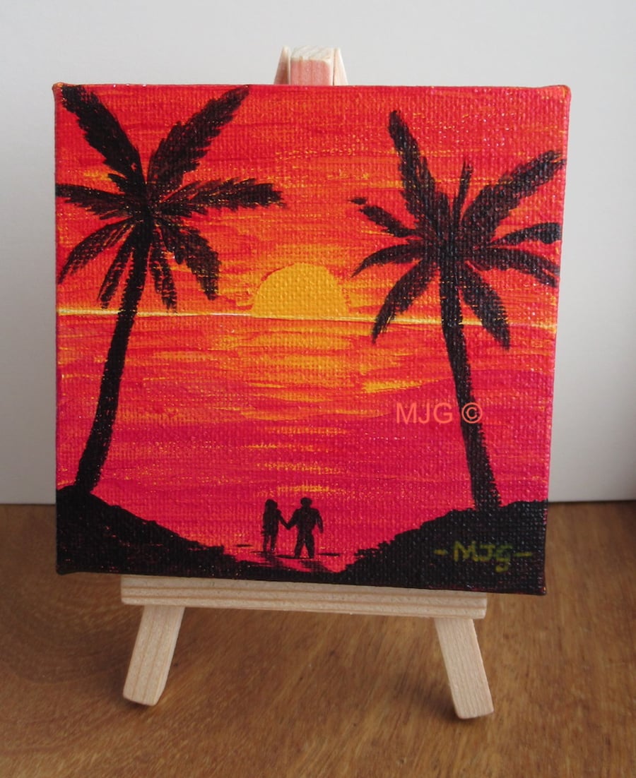 A large drop of Sun - acrylic painting on a mini canvas