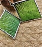 Handmade Stained Glass Dangle Earrings: Green Textured Geometric Jewelry - Image 4
