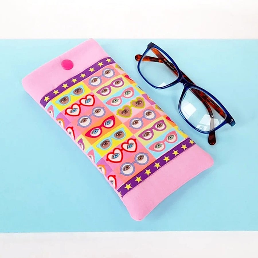 Ladies Quilted Patchwork Glasses or Sunglasses Pouch