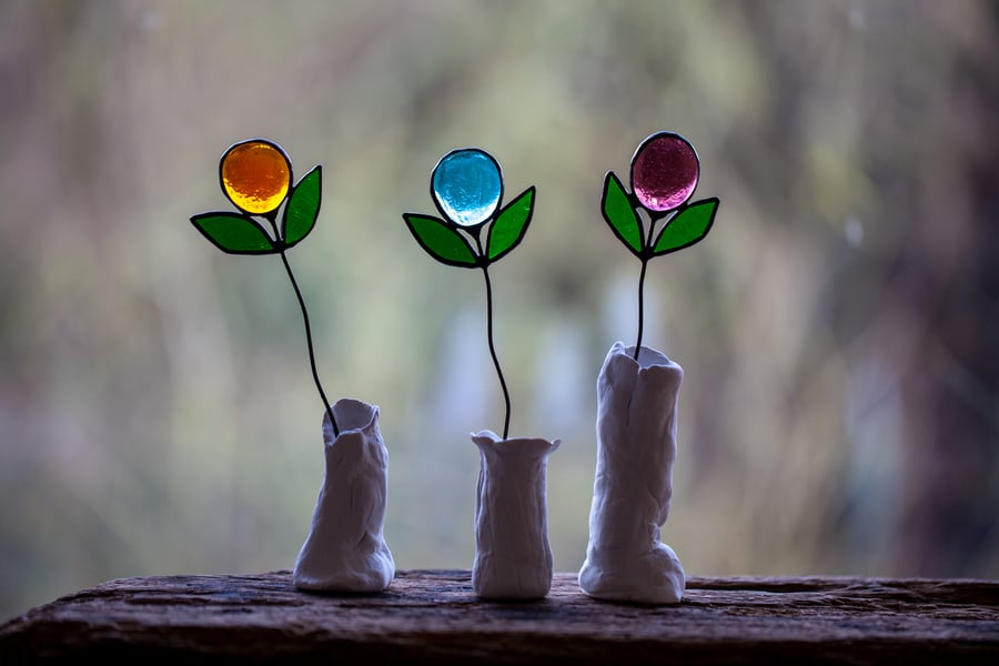 Stained Glass Suncatcher Purple Flower Decoration