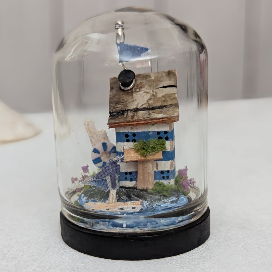 Perfectly Imperfect Harbour House - Miniature Glass Cloche Diorama Home Decor 
