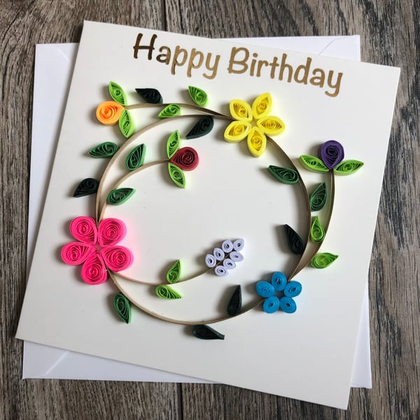 Stunning handmade quilled wreath card