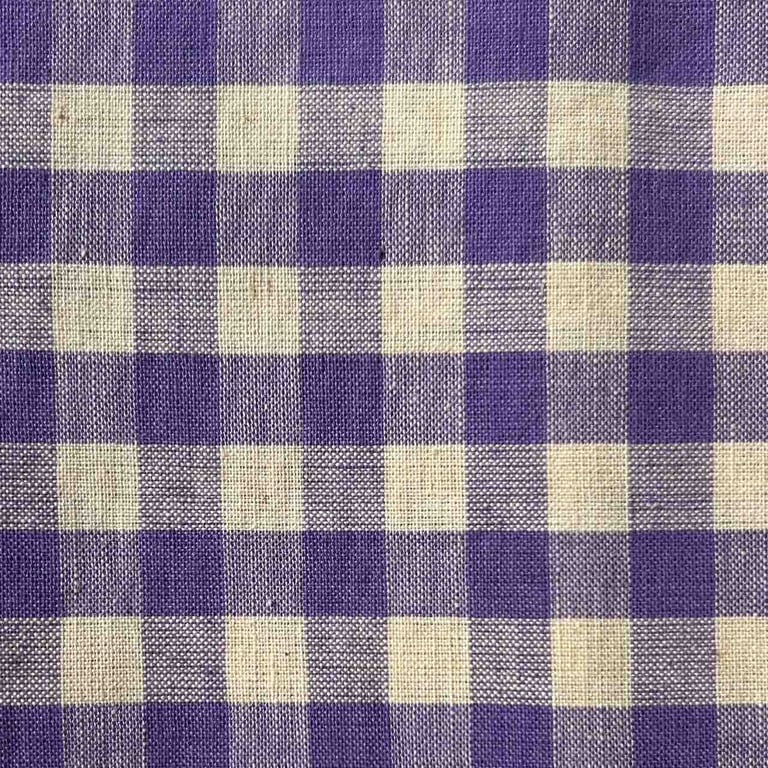 Purple Gingham Linen-Cotton Fabric, Medium Weight, by the metre