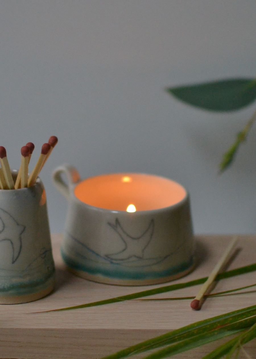 Ceramic handmade Tealight cup - Swift design