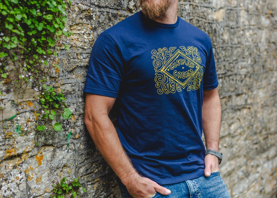 Custard Cream Biscuit t-shirt. Unisex Fit Organic Cotton top