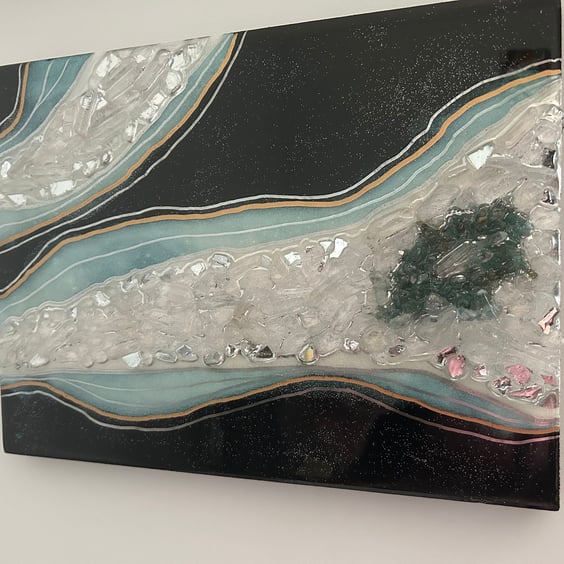 Crystal Resin wall art with Apatite