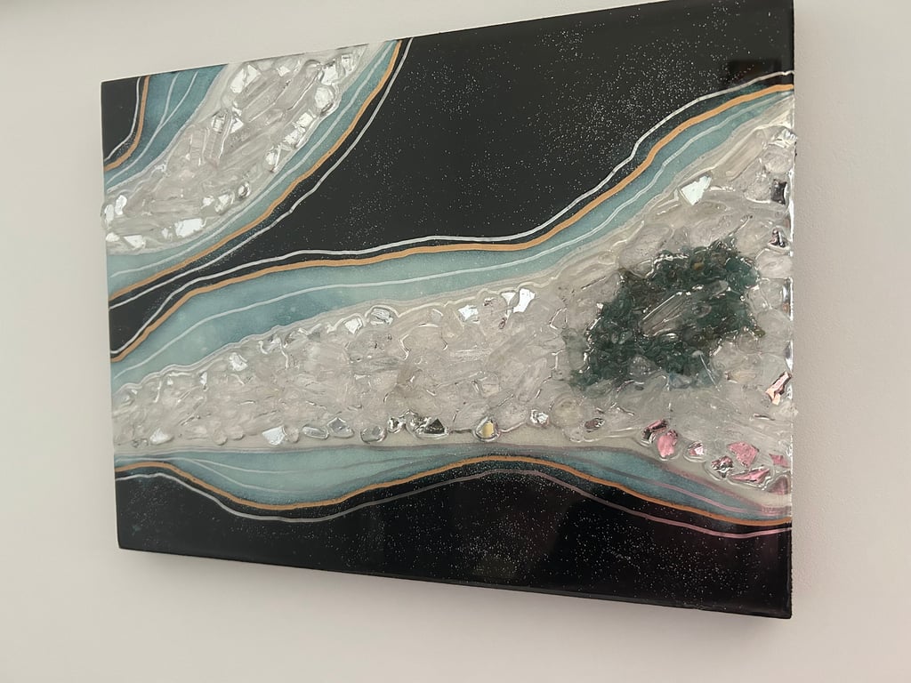 Crystal Resin wall art with Apatite