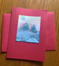 Hand painted Christmas Yule Card 'Icy Trees' - Image 2