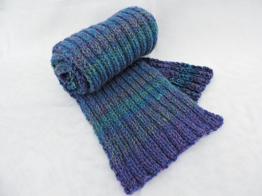 Scarf Chunky Knit  Petrel Blue Dark Blue Purple