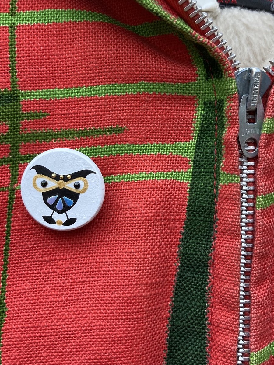 Hand painted Enid Collins of Texas Owl Brooch 