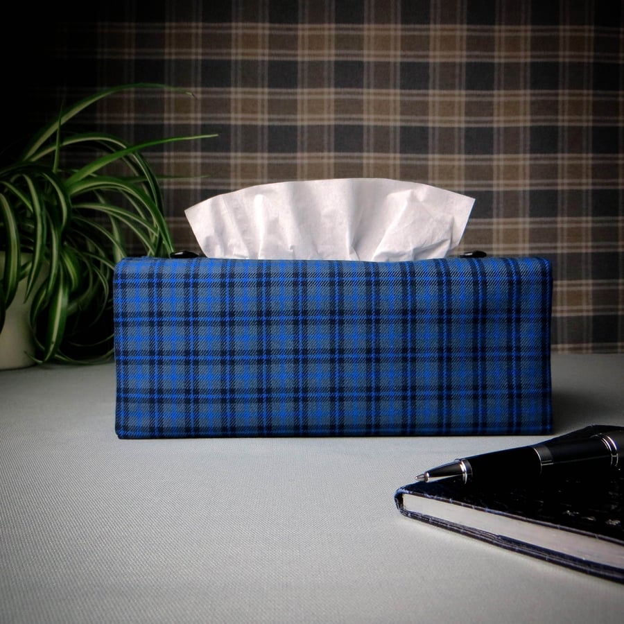 Rectangle Tissue Box Cover - Blue Plaid