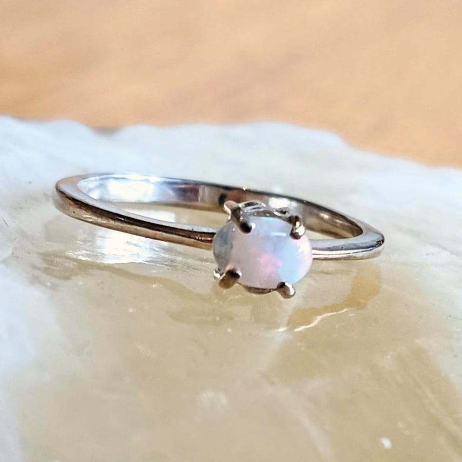 Genuine Australian Opal Silver Ring size P  56.5