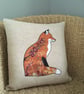 Handprinted & appliquéd cushion Orchard Fox - Image 1