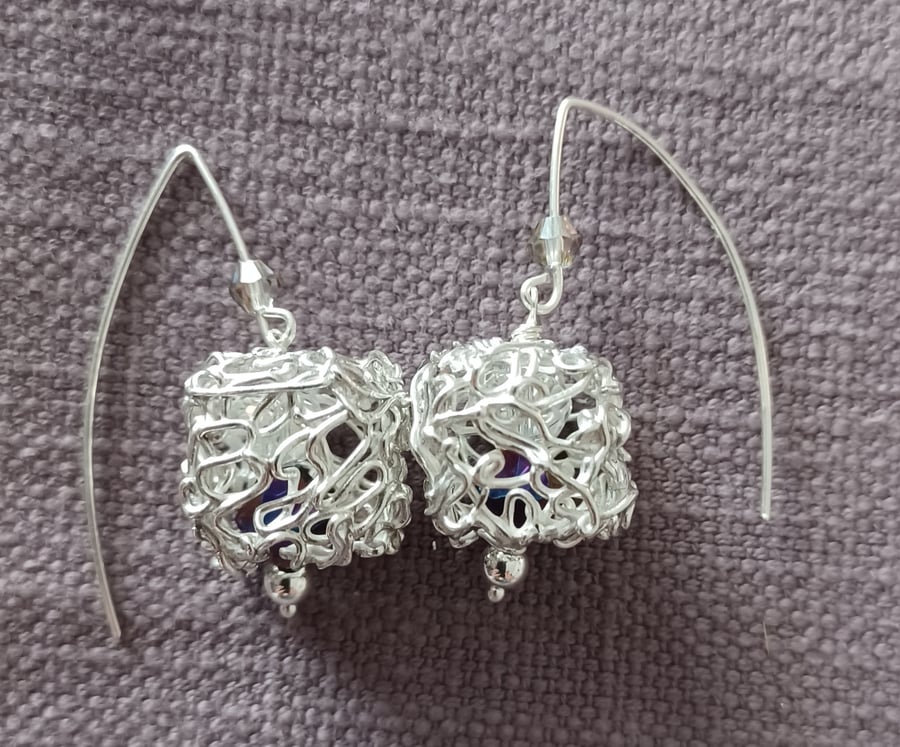 Filligree box silver earrings
