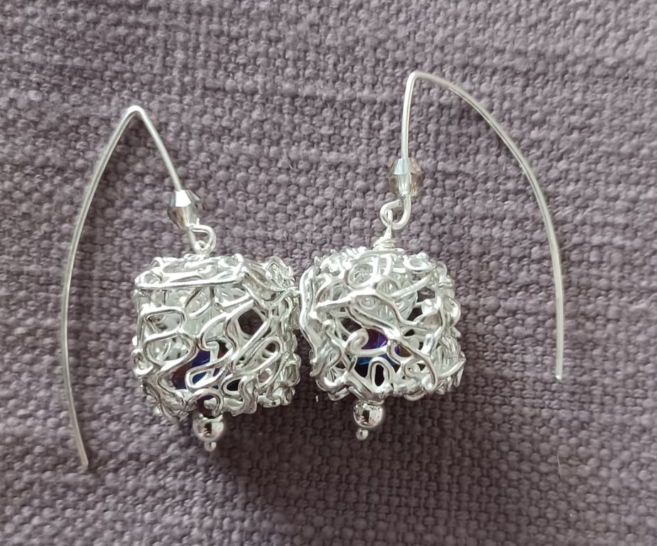 Filligree box silver earrings