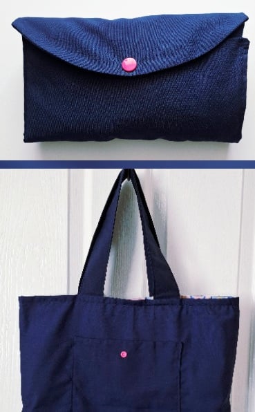 Navy blue foldable shopping bag 