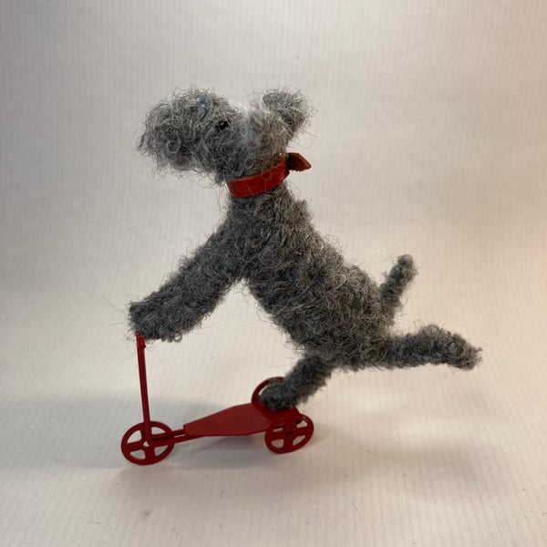 Fudge - Handmade Terrier on Scooter. 