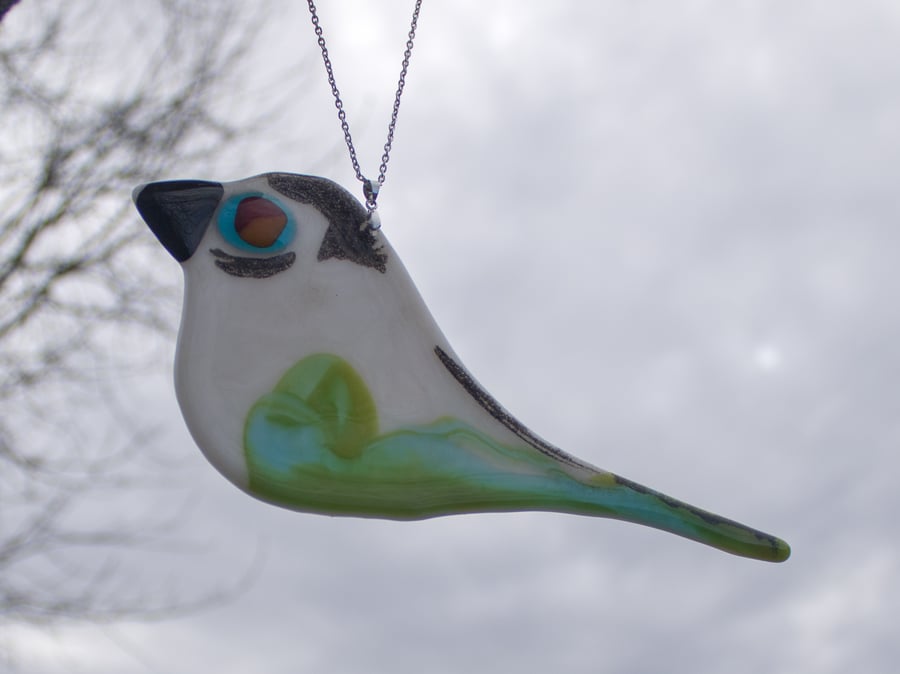 Multi-Coloured Fused Glass Bird