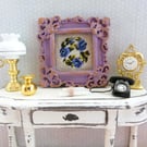1.12 Scale Miniature Cross Stitch Framed Picture - Floral Design
