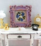 1.12 Scale Miniature Cross Stitch Framed Picture - Floral Design