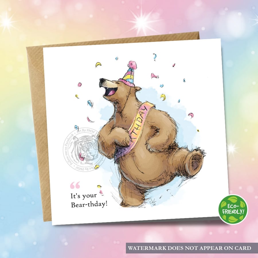 Bear Birthday Card, A Dancing Party Bear!