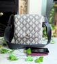 Grey 'leaf' Design, Water-resistant Oilcloth Small Cross Body Bag, Phone Bag - Image 2