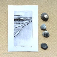 Shoreline no.3 of 10 original drypoint coastal art wave beach shore seaside