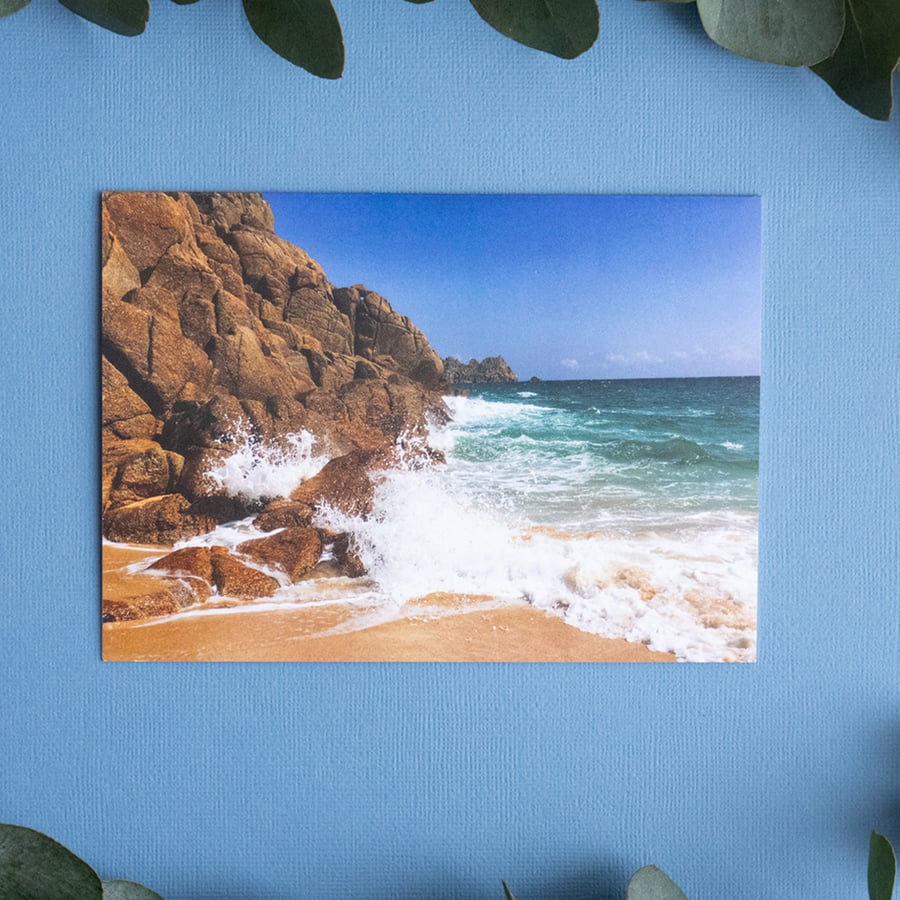 Cornish Waves - Blank Landscape Greetings Card & Envelope 